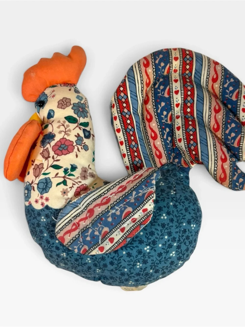 Vintage Quilted Fabric Chicken Rooster Family Set Of 3 Hen Pockets Farmhouse